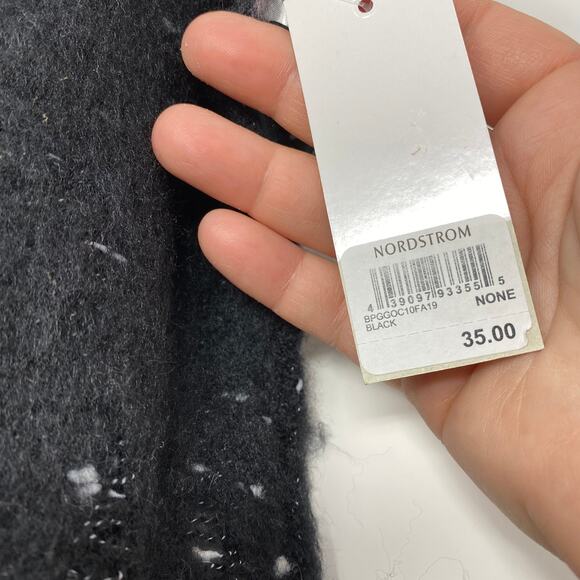 BP Women's One Size Black Scarf Splatter Tasseled New - Picture 4 of 5